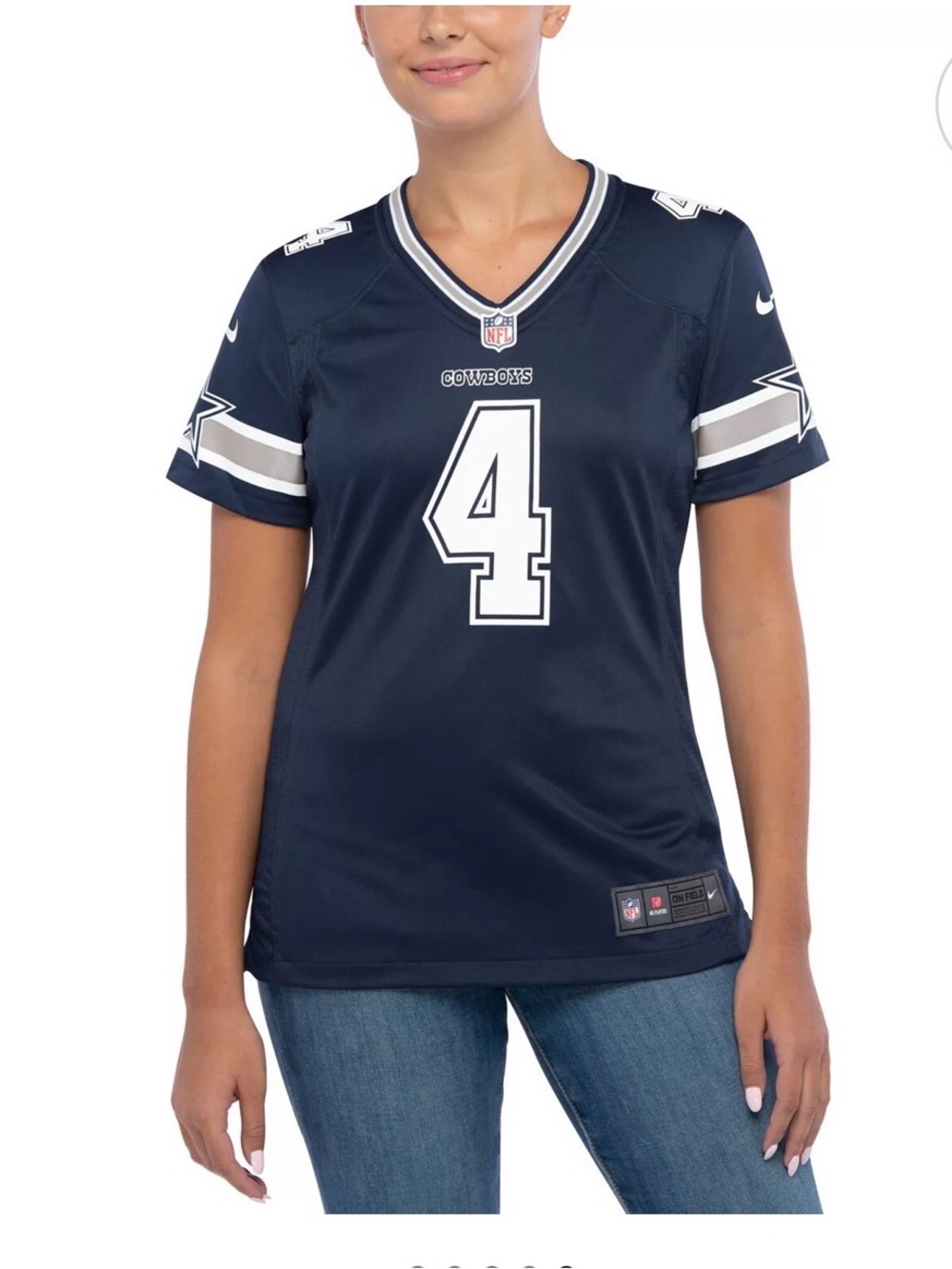 New Nike Dallas Cowboys NFL Football Dak Prescott T-Shirt Jersey  Women’s Size M